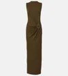Roland Mouret Gathered Jersey Maxi Dress In Green