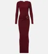 Roland Mouret Gathered Jersey Maxi Dress In Burgundy