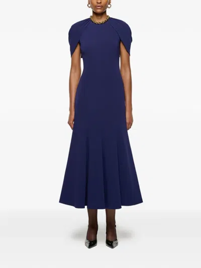 Roland Mouret Gathered-shawl Midi Dress In Multi
