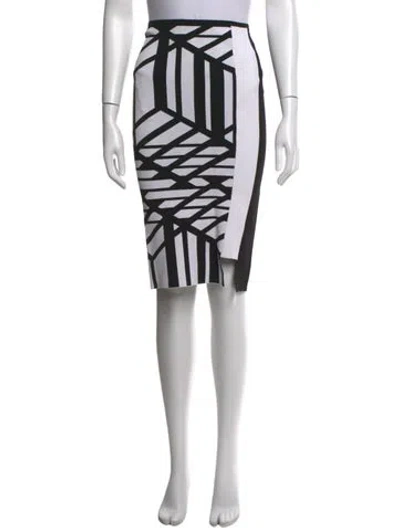 Pre-owned Roland Mouret Graphic Print Midi Length Skirt In Black