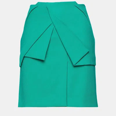 Pre-owned Roland Mouret Green Crepe Belle Mini Skirt Xl (uk 14)