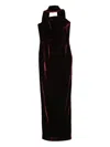 Roland Mouret Halter-neck Velvet Dress In Burgundy