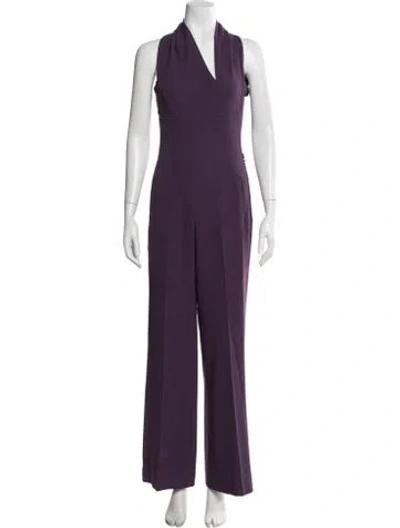 Pre-owned Roland Mouret Halterneck Jumpsuit In Purple
