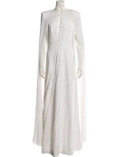 Pre-owned Roland Mouret Halterneck Long Dress In White