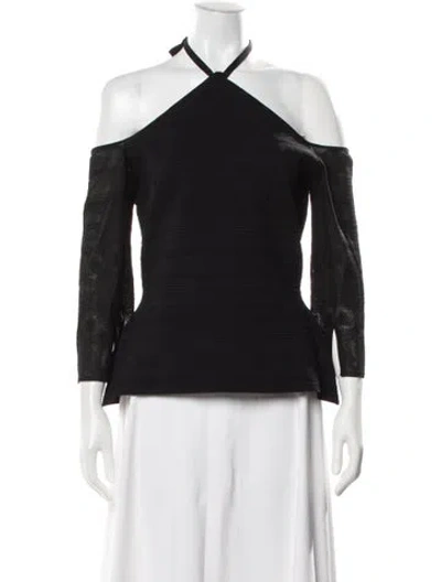 Pre-owned Roland Mouret Halterneck Long Sleeve Top In Black