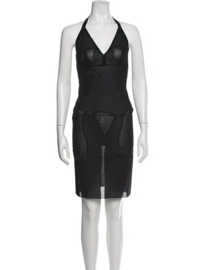 Pre-owned Roland Mouret Halterneck Mini Dress In Black