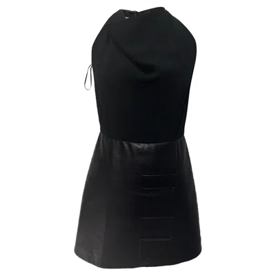 Roland Mouret Halterneck Mini Dress In Viscose And Leather In Black