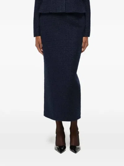 Roland Mouret High-waist Boucle Skirt In Blue