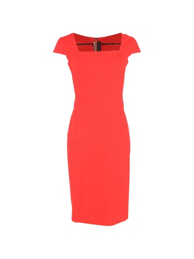 Pre-owned Roland Mouret Jeddler Square-neck Dress In Red