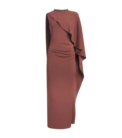 Roland Mouret Jersey Crystal-embellished Column Dress In Purple