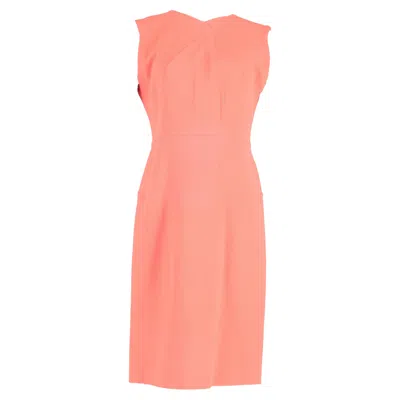 Roland Mouret Knee-length Sleeveless Shift Dress In Coral Wool In Orange