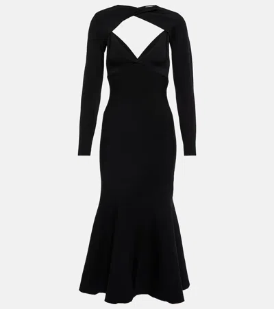 Roland Mouret Gown Maxi Dress With Cut Out Details And Shoulder Cover In Black