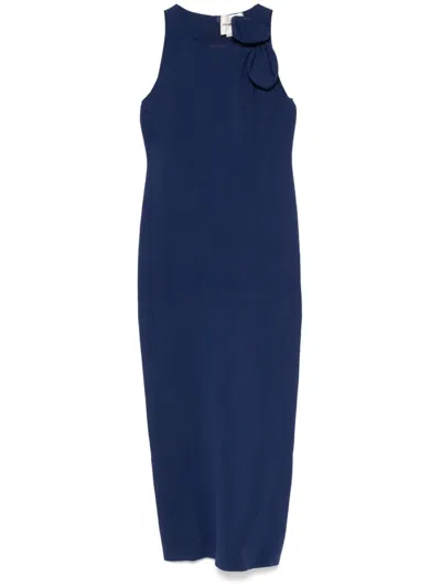 Roland Mouret Knitted Bow Maxi Dress In Blue