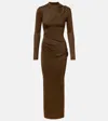 Roland Mouret Knitted Lamé Maxi Dress In Green