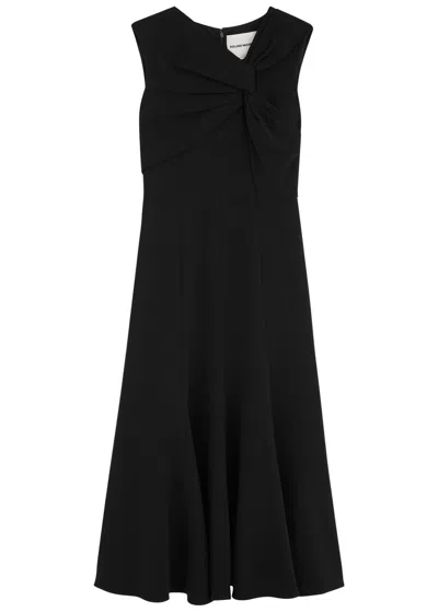 Roland Mouret Knotted Crepe Midi Dress In Black