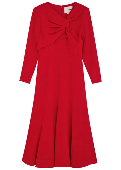 Roland Mouret Knotted Crepe Midi Dress In Red