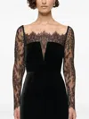 Roland Mouret Lace-insert Velvet Gown In Black
