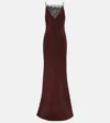 Roland Mouret Lace-trimmed Silk Satin Gown