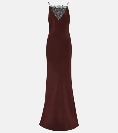 Roland Mouret Lace-trimmed Silk Satin Gown