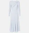 Roland Mouret Gathered Cady Midi Dress In Light Blue
