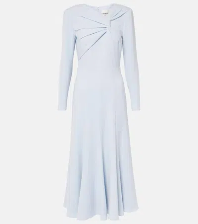 Roland Mouret Gathered Cady Midi Dress In Light Blue