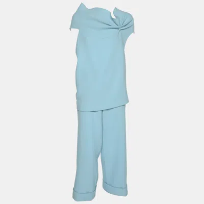 Pre-owned Roland Mouret Light Blue Wool Top And Pants Set M