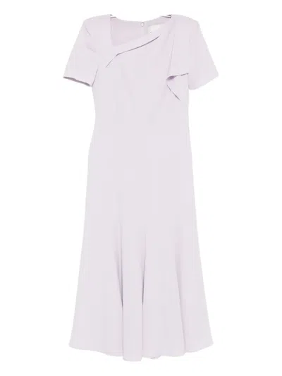 ROLAND MOURET LIGHT CADY SHOULDER DRESS