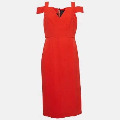 Pre-owned Roland Mouret Limited Edition By  Bright Red Stretch Crepe Erskin Dress L