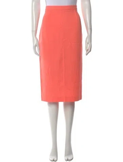 Pre-owned Roland Mouret Linen Midi Length Skirt W/ Tags In Orange