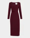 Roland Mouret Cutout Wool And Silk-blend Midi Dress In Burgundy