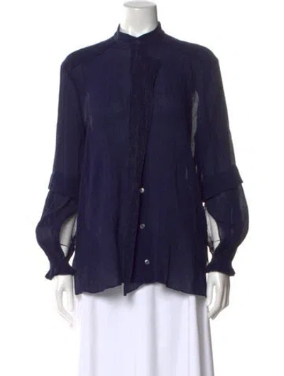 Pre-owned Roland Mouret Long Sleeve Blouse In Blue