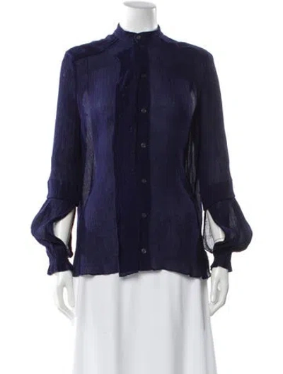 Pre-owned Roland Mouret Long Sleeve Blouse In Blue