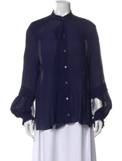 Pre-owned Roland Mouret Long Sleeve Blouse In Blue