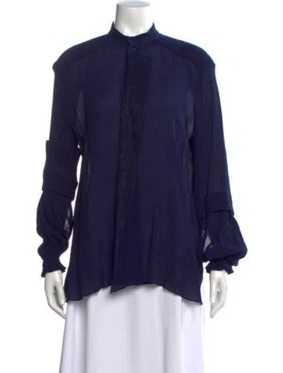 Pre-owned Roland Mouret Long Sleeve Blouse In Blue