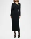 Roland Mouret Womens Black Asymmetric-neckline Crepe Midi Dress In Black
