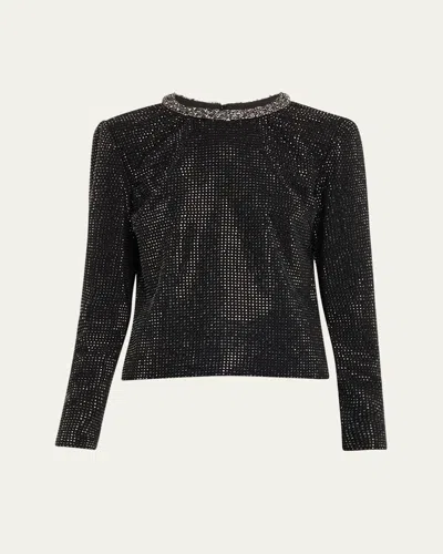 Roland Mouret Long Sleeve Crystal Top In Black