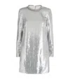 Roland Mouret Long-sleeve Embellished Mini Dress In Grey