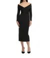 Roland Mouret Long Sleeve Flat Knit Midi Dress In Black In Black