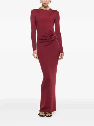 Roland Mouret Long-sleeve Gathered Maxi Dress In Red