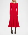 Roland Mouret Gathered Cady Midi Dress In Red