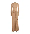 Roland Mouret Maxi Knotted Ruffled Dress In Gold