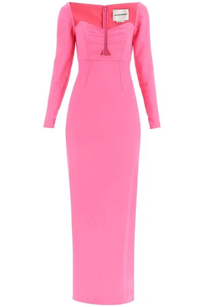 Roland Mouret Maxi Pencil Dress With Cut Outs In Pink
