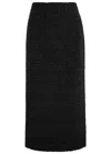 Roland Mouret Metallic Tweed Midi Skirt In Black