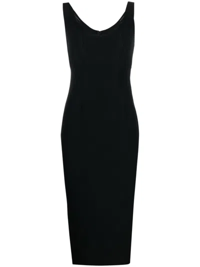 Roland Mouret Cutout Sleeveless Wool Crepe Midi Dress In Black