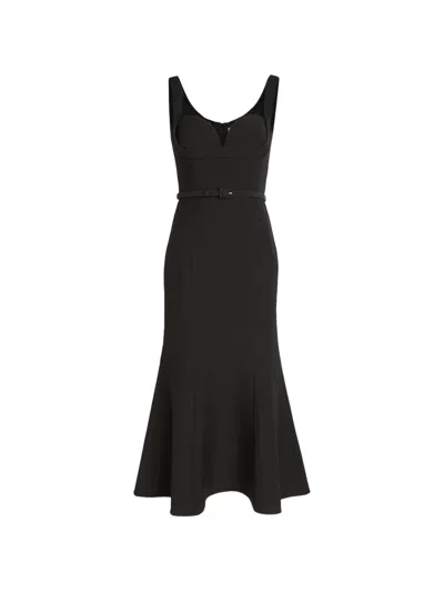 Roland Mouret Midi Belted Panelled Dress In Multi