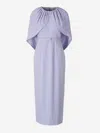 Roland Mouret Fluid Crepe Long Dress In Detail Of Additional Layer Of Fabric
