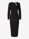 Roland Mouret Womens Black Asymmetric-neckline Crepe Midi Dress In Textured Gold Buckle