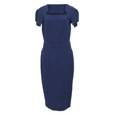 Roland Mouret Midi Dress In Navy Blue Wool