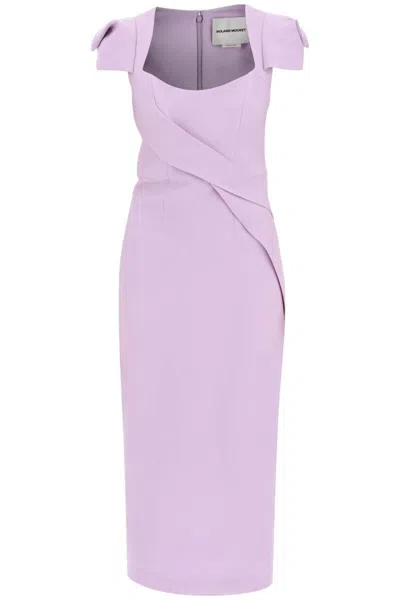 Roland Mouret Midi Dress With Draped Detailing In Purple
