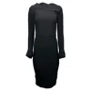 Roland Mouret Midi Long Sleeve Bodycon Dress In Black Polyester In Black